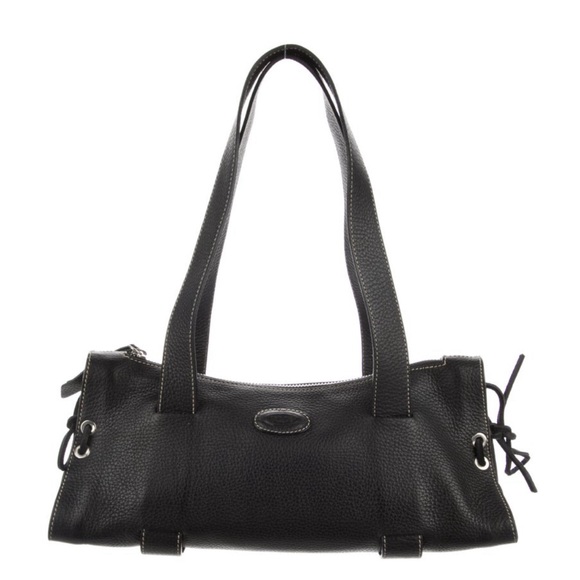 Tod's Handbags - TOD’S Grained Leather Shoulder Bag. Black.